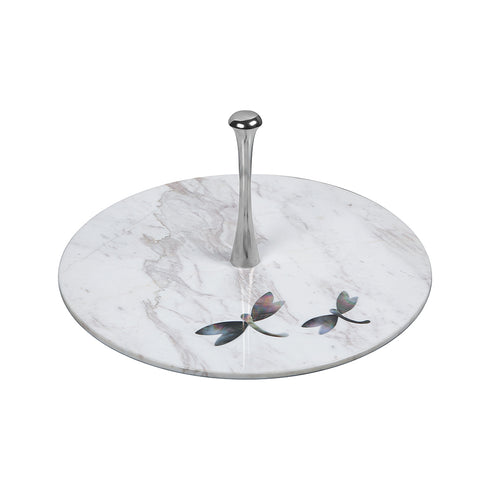 Marble Single Tier Tray with Handle